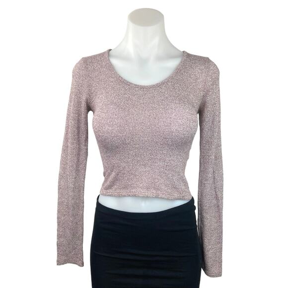 Don't Ask Why Purple Knitted Crewneck Long Sleeve Pullover Crop Sweater One Size - Picture 1 of 5